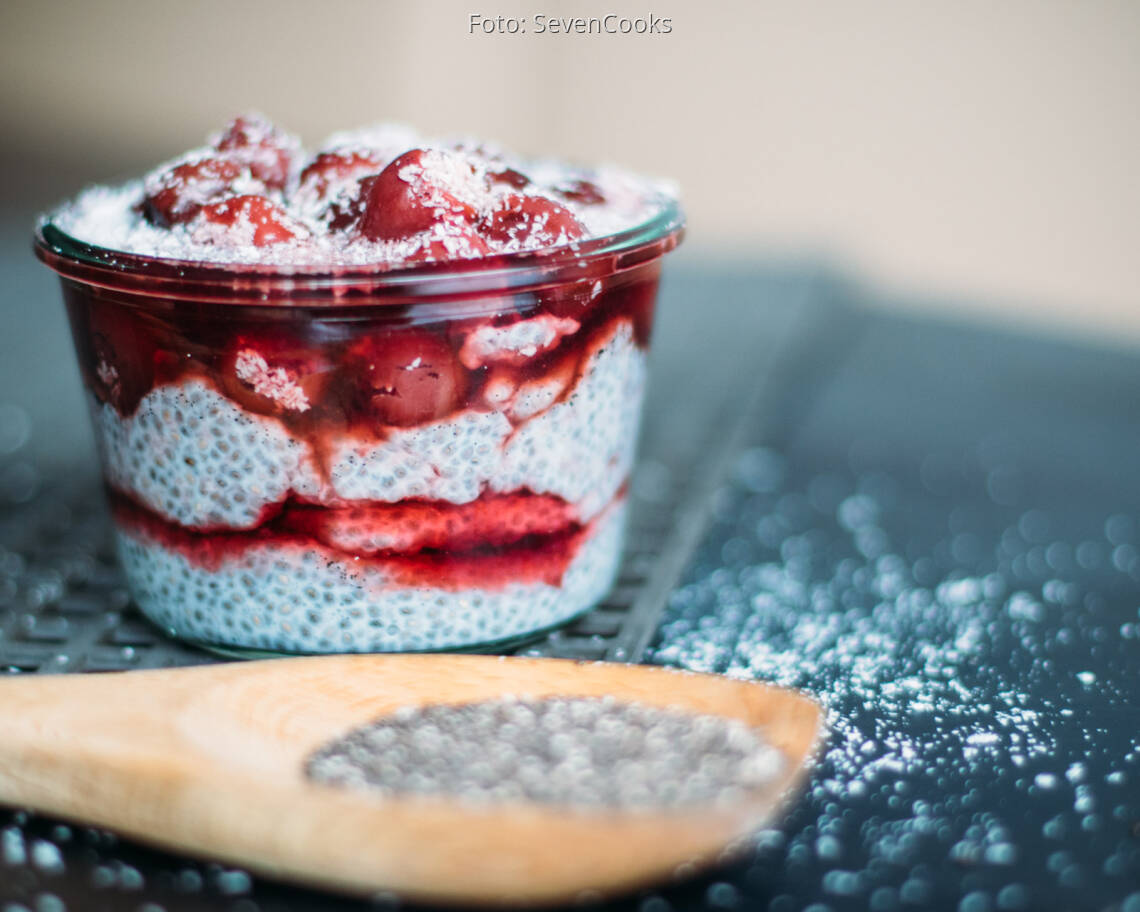 Veganes Rezept: Chiapudding mit Vanillekirschen