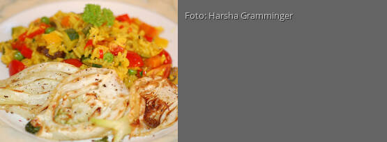 Rezeptbild für "Gemüse-Paella mit gebratenem Fenchel – vegan"