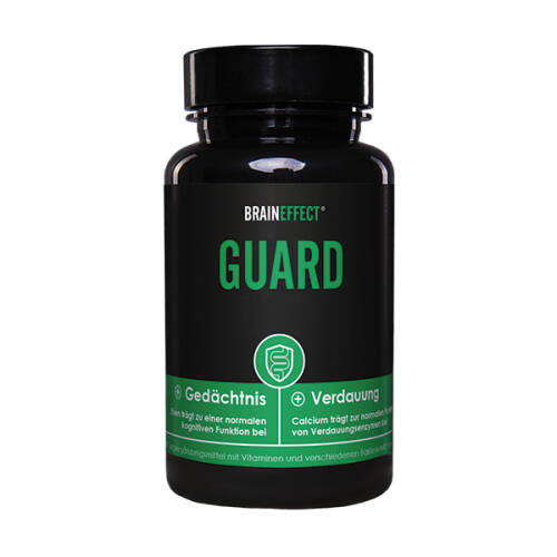 Guard ist ein Nahrungsergänzungsmittel von BRAINEFFECT. Es enthält lebendige Batkerienkulturen für eine gesunde Darmflora.
