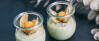 Matcha-Dessert in Weckgläschen mit Physalis dekoriert