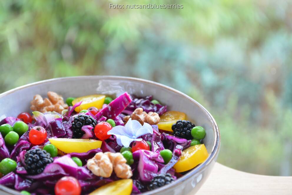 Rotkohlsalat mit gerösteten Walnüssen von nutsandblueberries