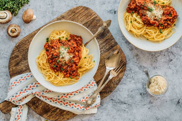 Veganes Rezept: Champignon-Bolognese mit Spaghetti 1