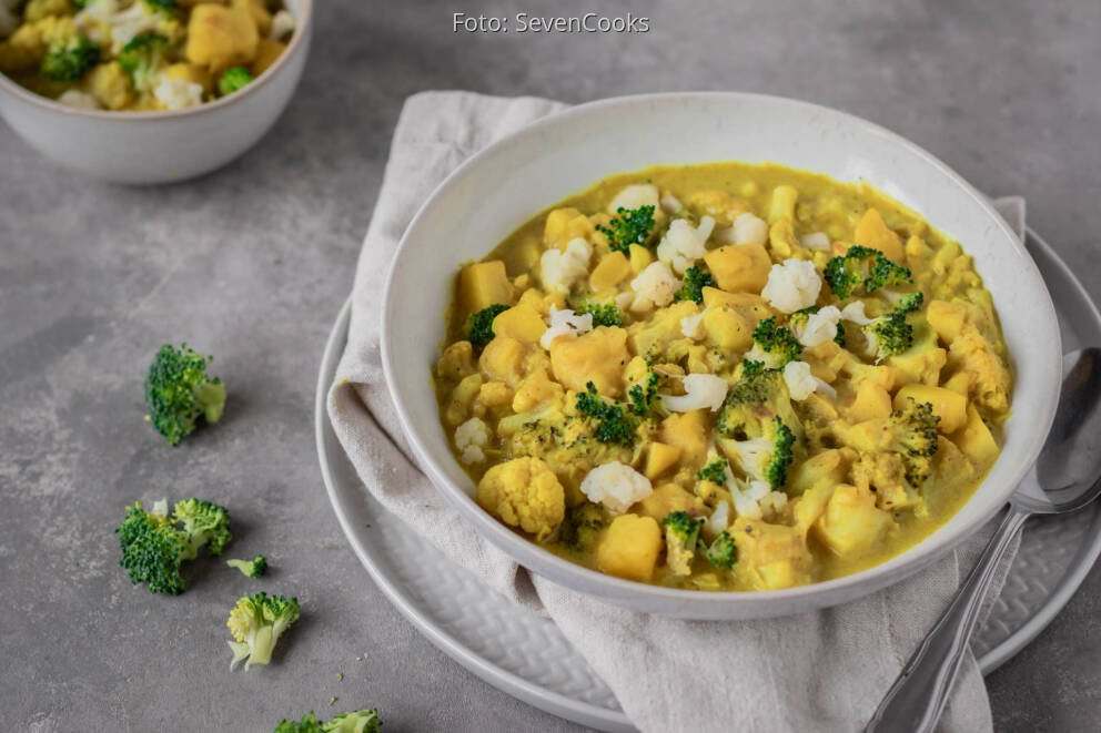 Einfaches Gem Se Curry In Kokosmilch Von Sevencooks