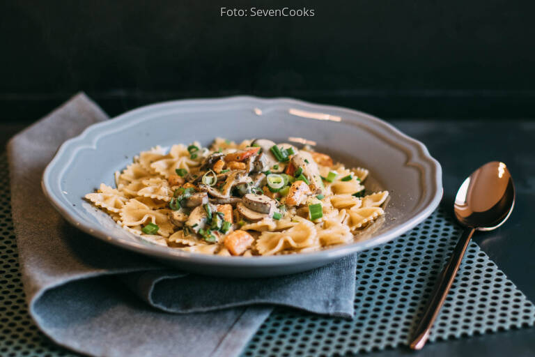 Farfalle mit Kürbis-Pilz-Sauce von SevenCooks