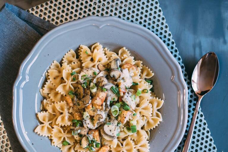 Farfalle mit Kürbis-Pilz-Sauce von SevenCooks