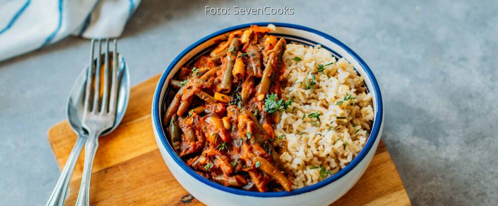 Veganes Rezept: Fasolakia mit Reis 1