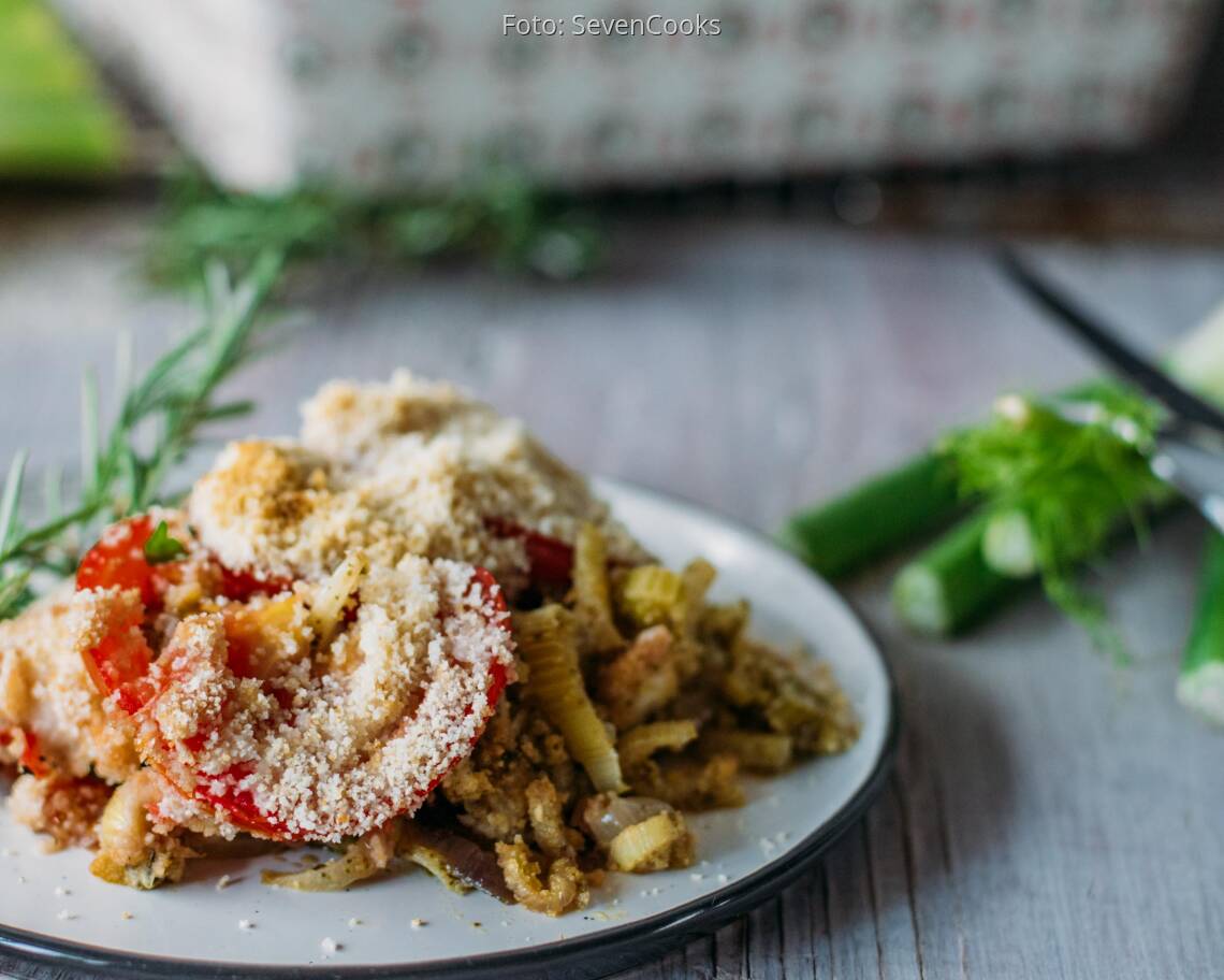 Veganes Rezept: Fenchel-Tomaten-Gratin mit Rosmarin 3