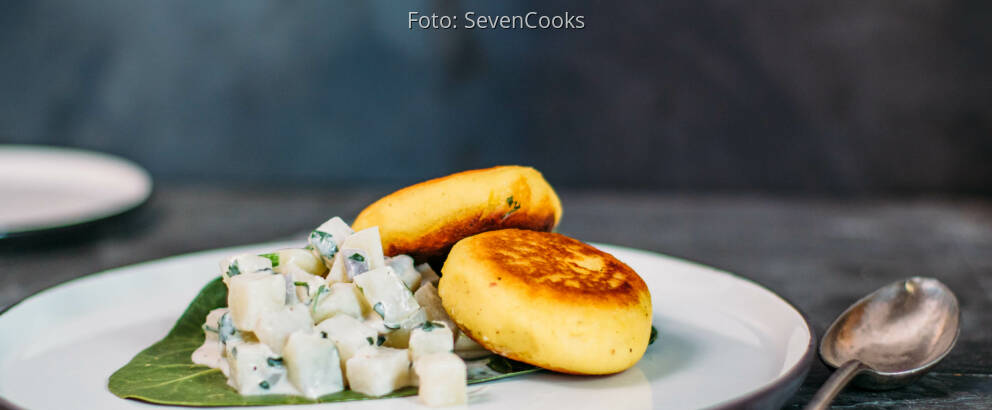 Veganes Rezept: gefüllte Kartoffelküchlein mit Kohlrabiragout 1