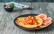 Veganes Rezept: Kichererbsen Pfannkuchen an Kidney Gemüse und Grapefruit
