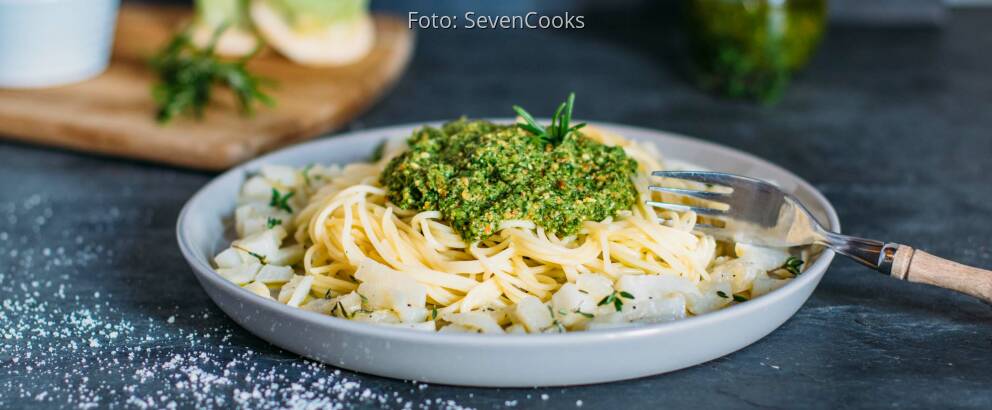Veganes Rezept: Pasta mit Mairübchen-Pesto 1