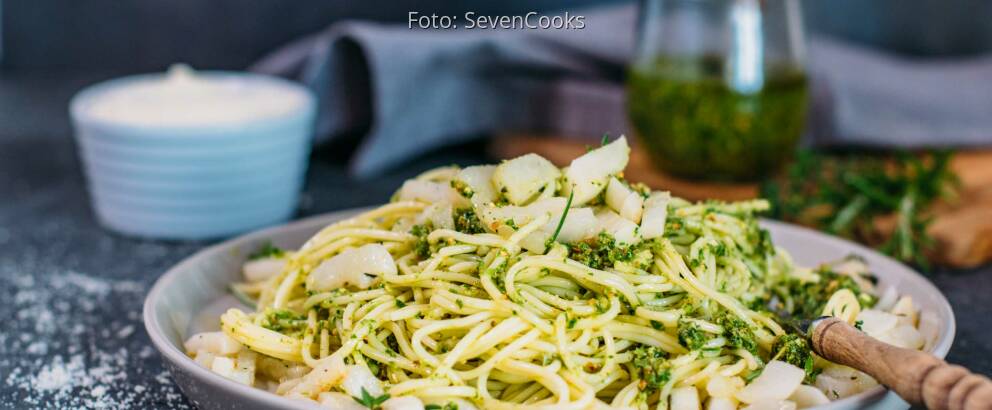 Veganes Rezept: Pasta mit Mairübchen-Pesto 2
