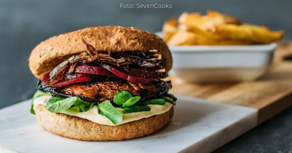 Veganer Portobello Burger Mit Feldsalat Und Rote Bete Sevencooks