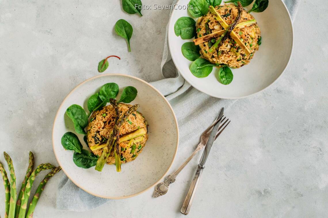 Veganes Rezept: Reispfanne mit grünem Spargel 2
