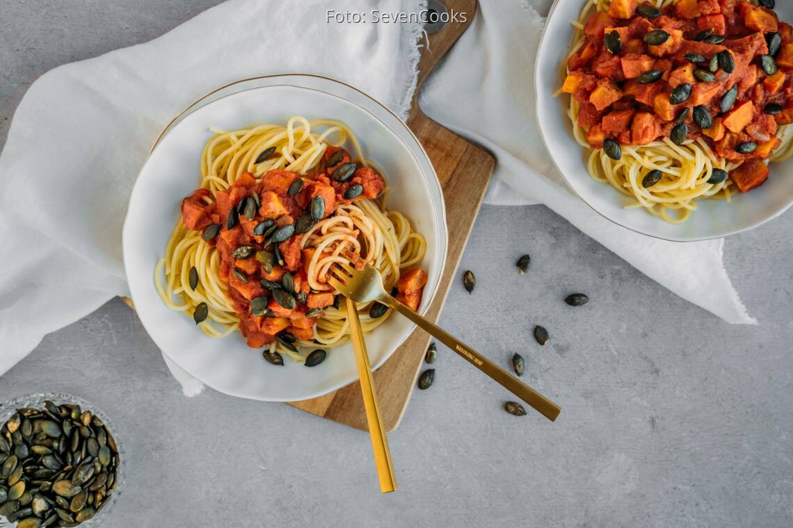 Veganes Rezept: Spaghetti mit Kürbis-Tomaten-Sauce 3
