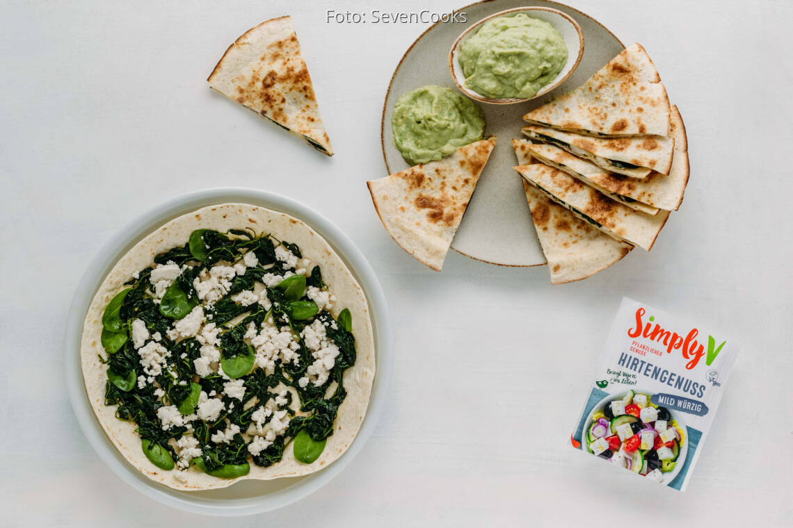 Veganes Rezept: Spinat-Quesadillas mit veganem Feta von Simply V 3