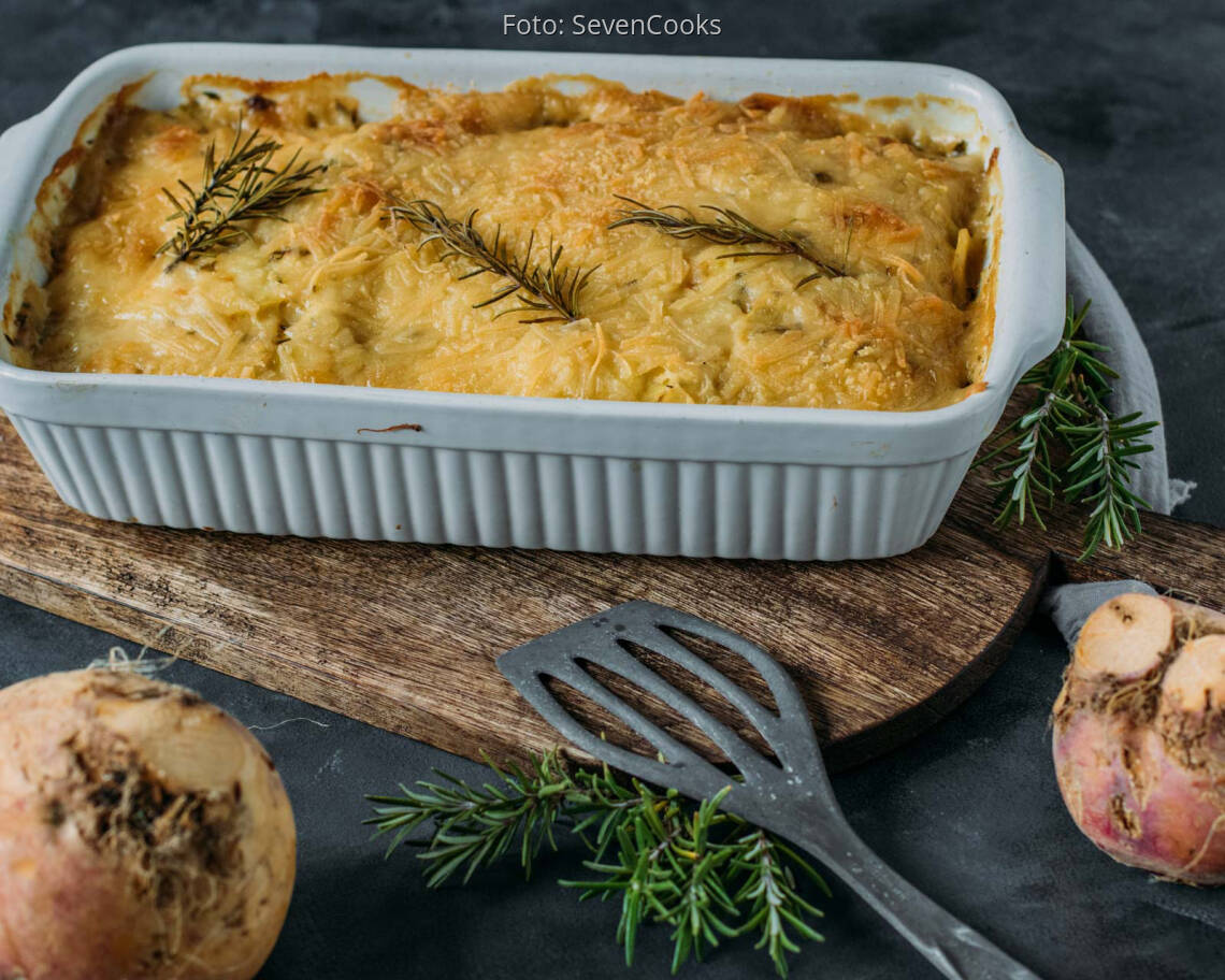 Veganes Rezept: Steckrüben-Kartoffel-Gratin 3