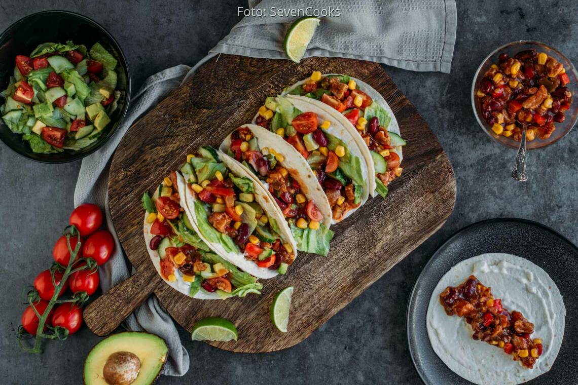 Veganes Rezept: Vegane Tacos mit Sojaschnetzeln 2