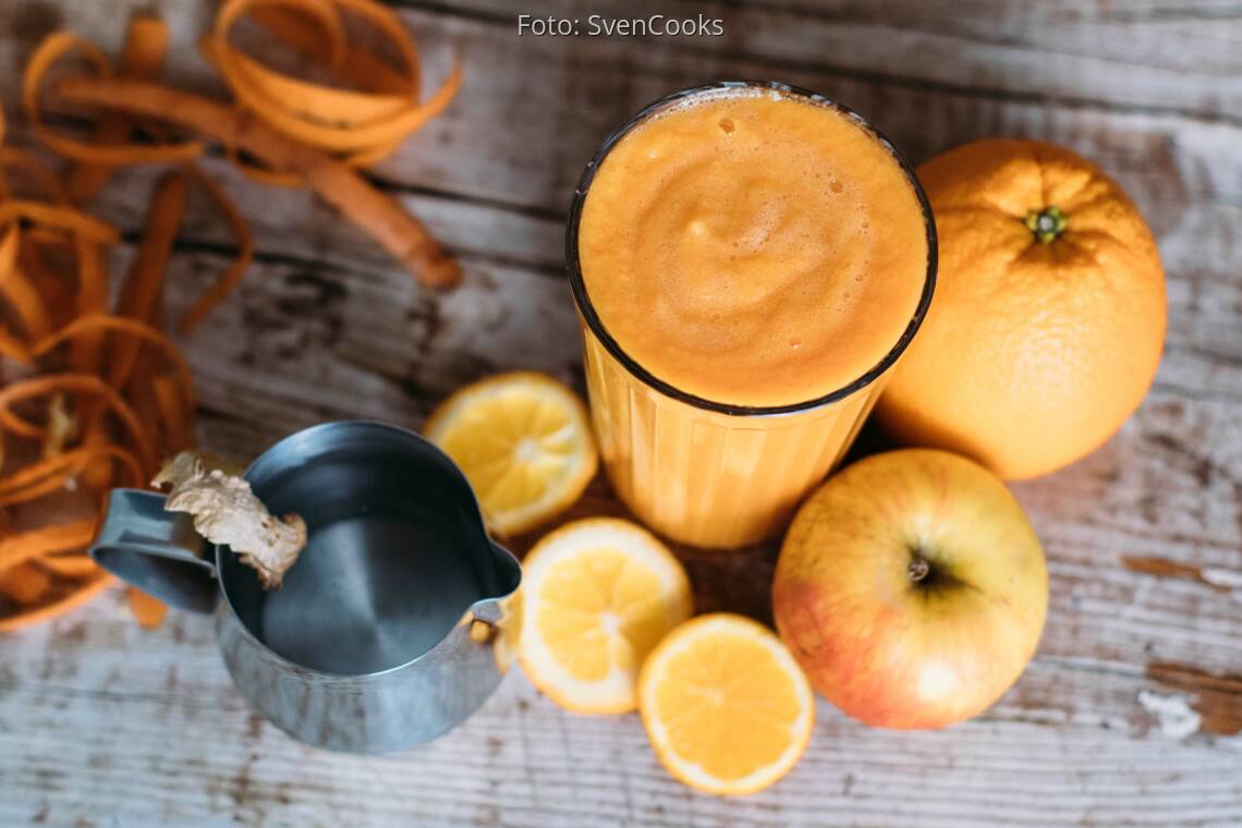 Veganes Rezept: Warmer Smoothie mit Karotte, Ingwer und Orange