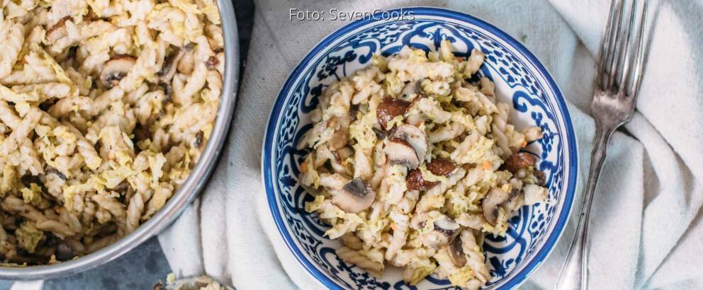 Veganes Rezept: Wirsing, Pilz One Pot Pasta 2