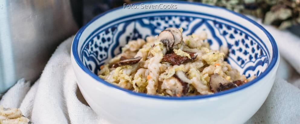 Veganes Rezept: Wirsing, Pilz One Pot Pasta 3