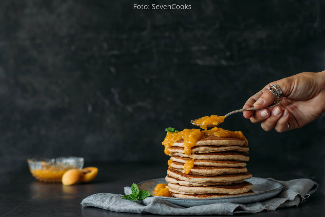 Vegetarisches Rezept 3: Buttermilch-Pancakes mit Mirabellenmarmelade