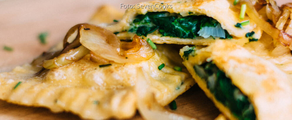 Vegetarisches Rezept: Angebräunte Spinatmaultaschen