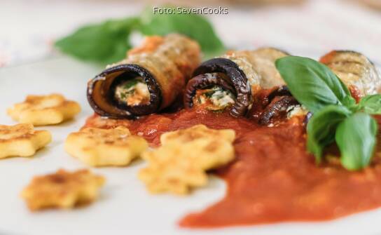 Aubergineninvoltini Mit Spinat Ricottafullung Und Gnocchi Sternen Sevencooks