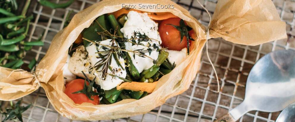 Vegetarisches Rezept: Bohnen-Papilotte mit Ziegenkäse_1