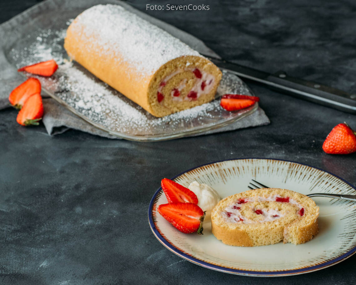 Vegetarisches Rezept: Erdbeerroulade