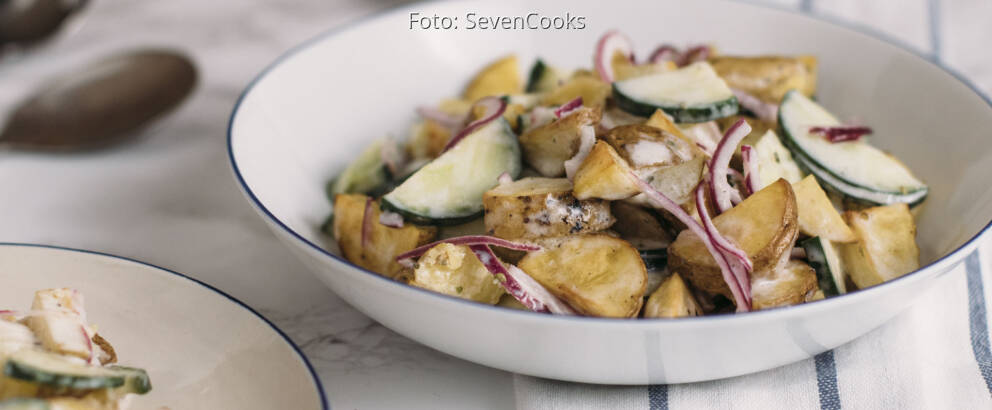 Vegetarisches Rezept: Gebackener Kartoffelsalat mit Joghurtdressing 3