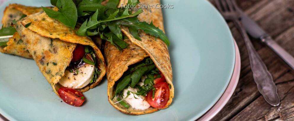 Vegetarisches Rezept: Gefüllte herzhafte Pfannkuchen mit Löwenzahn 2