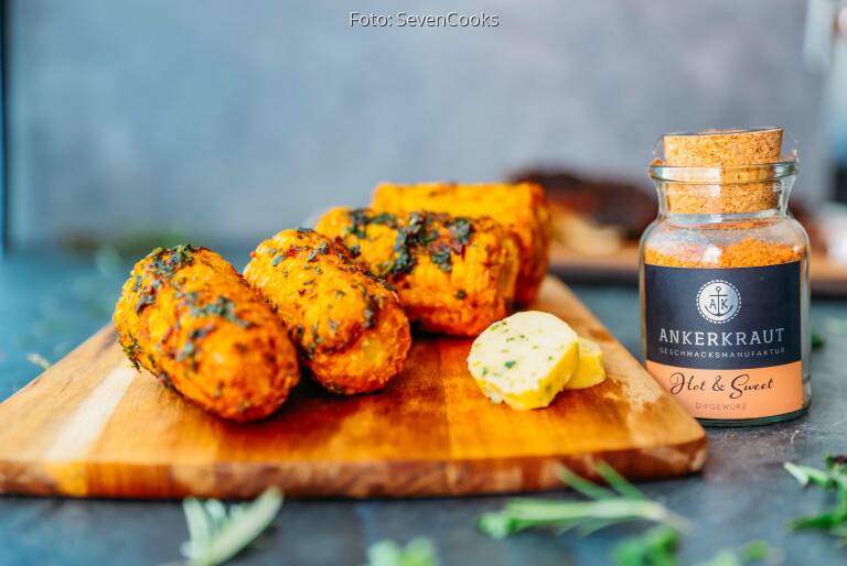 Gegrillte Maiskolben in Orangen-Curryglasur von RominaCooks