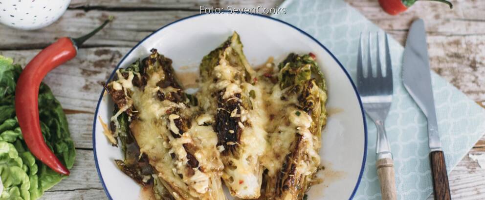 Vegetarisches Rezept: Gratinierte Romana-Salat-Sticks 3
