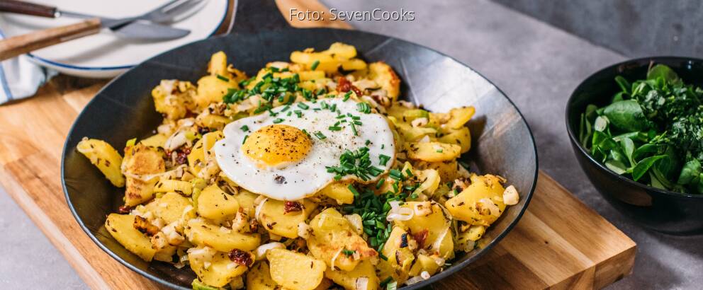 Vegetarisches Rezept: Kartoffel-Gröstl mit Spiegelei 1