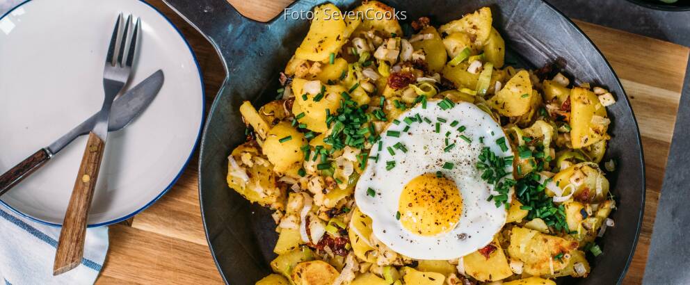 Vegetarisches Rezept: Kartoffel-Gröstl mit Spiegelei 2