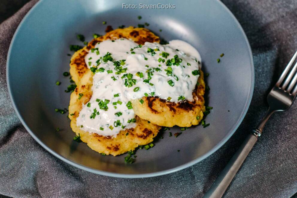 Kartoffelrösti mit Schnittlauchdip von SevenCooks