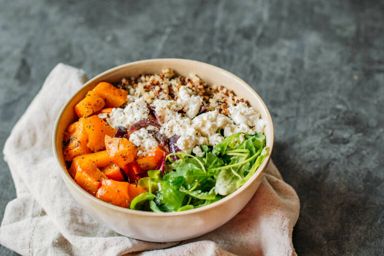 Vegetarisches Rezept: Kürbis-Quinoa-Bowl