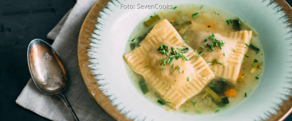Vegetarisches Rezept: Maultaschensuppe