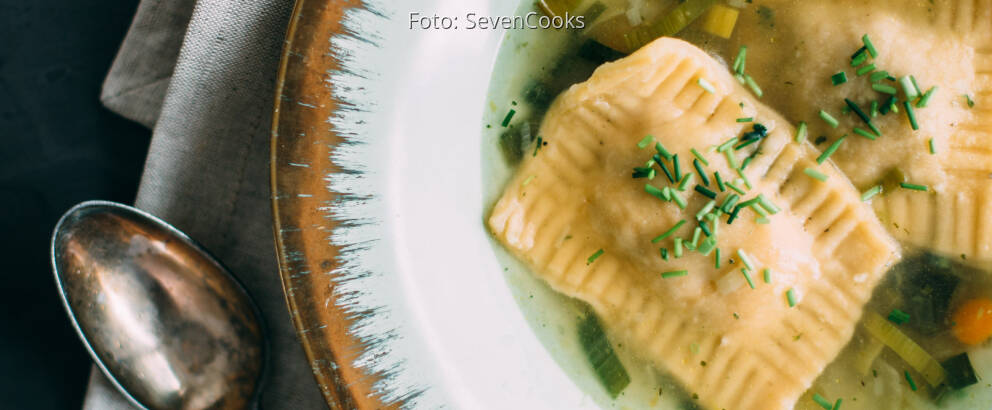 Vegetarisches Rezept: Maultaschensuppe