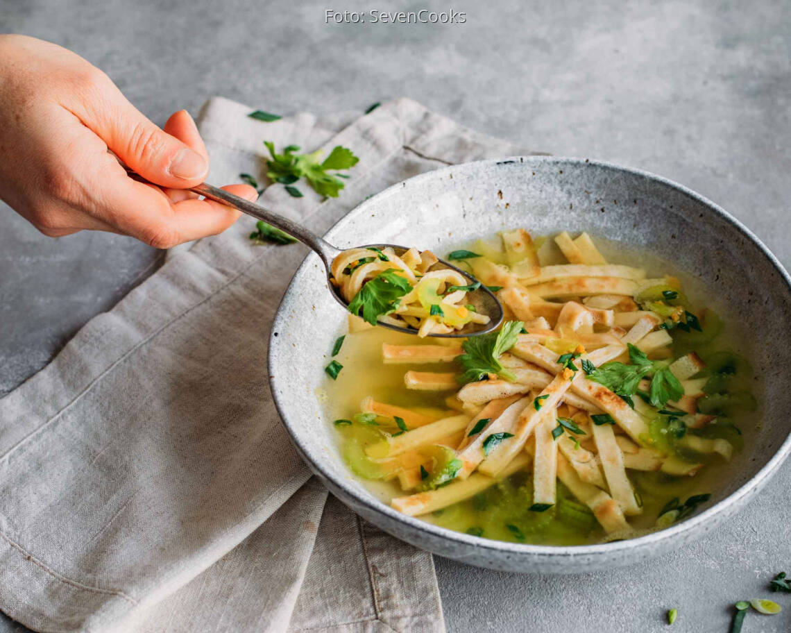 Vegetarisches Rezept: Meal Prep: Pfannkuchen Suppe 2