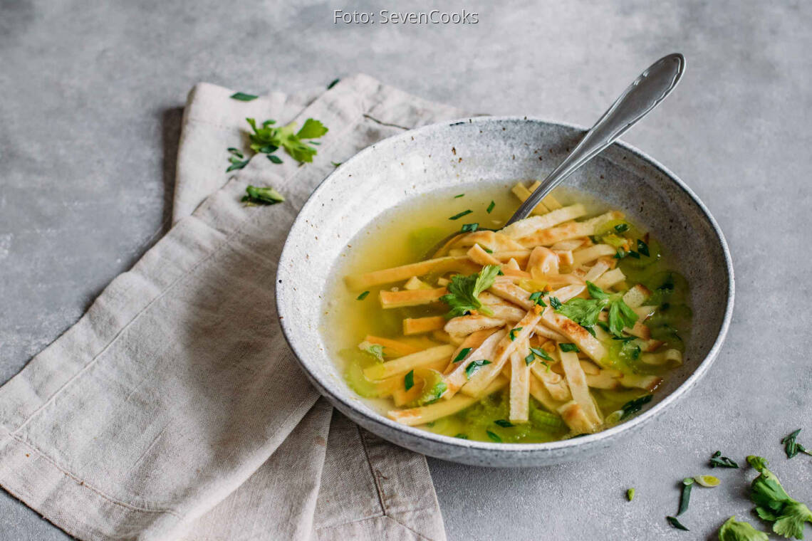 Vegetarisches Rezept: Meal Prep: Pfannkuchen Suppe 3