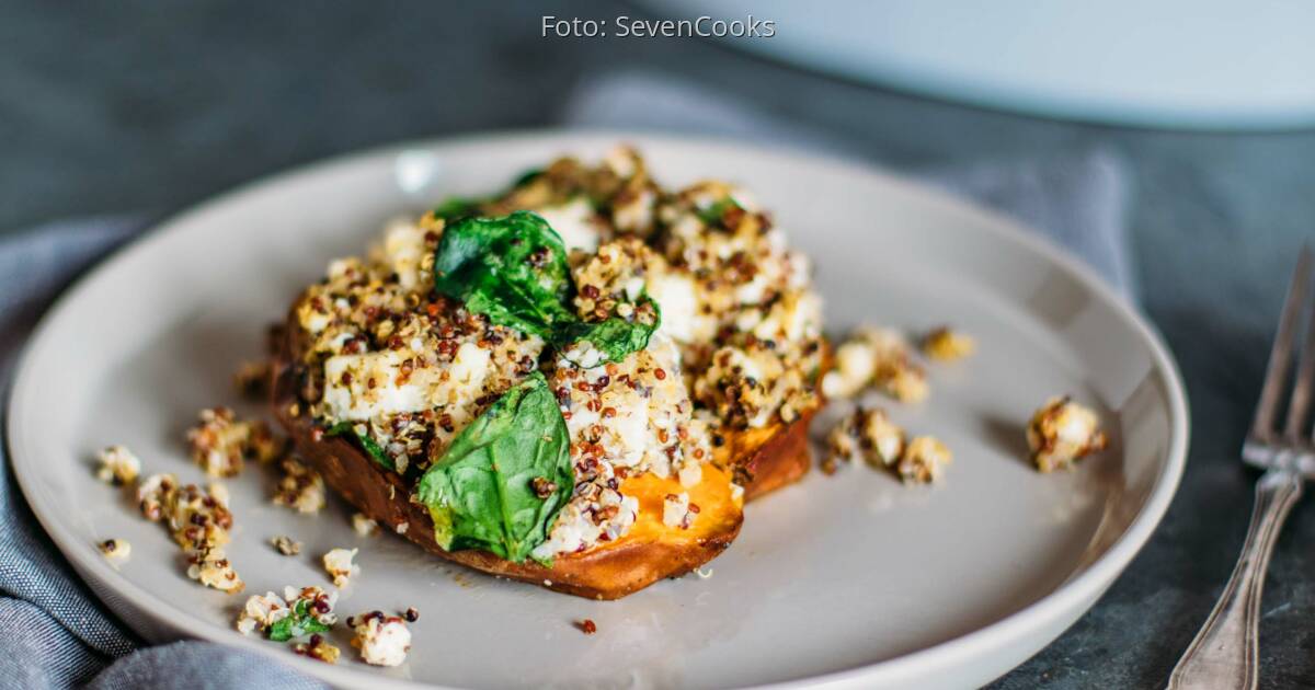 Ofen Susskartoffel Mit Quinoa Und Spinat Sevencooks