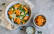 Vegetarisches Rezept: Pfannkuchenrauten auf Salat 1