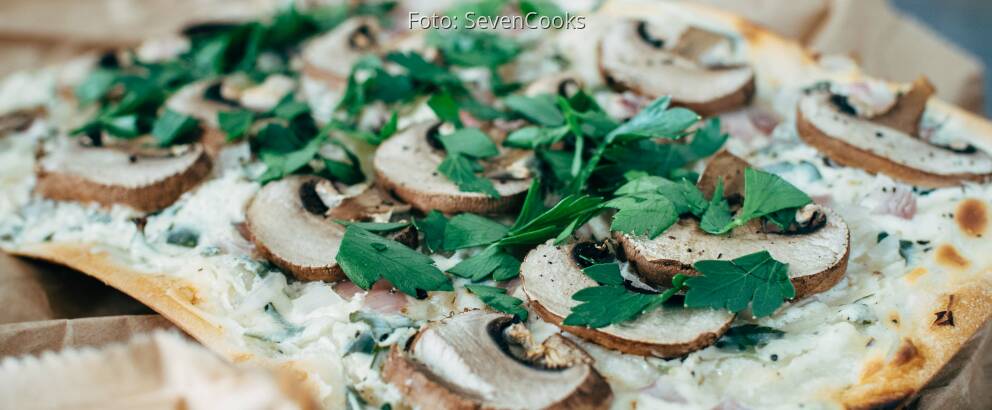 Vegetarisches Rezept: Pilzflammkuchen