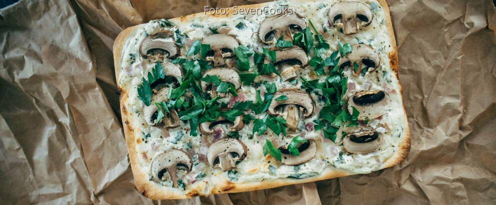 Vegetarisches Rezept: Pilzflammkuchen