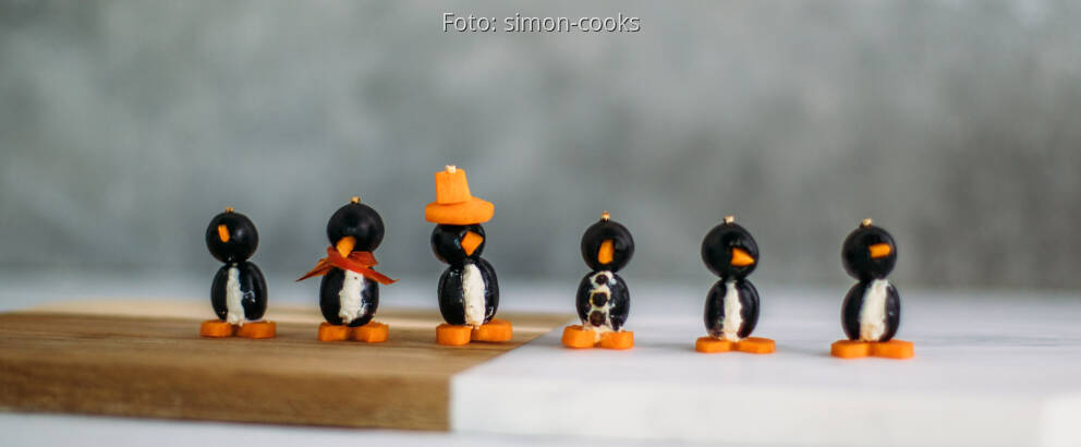 Vegetarisches Rezept: Pinguine aus Oliven