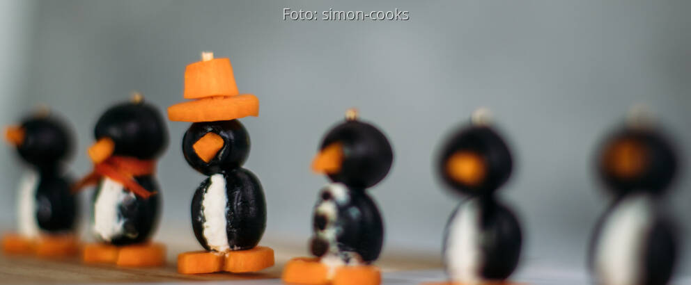 Vegetarisches Rezept: Pinguine aus Oliven