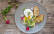 Fertiges Rezept: Pochiertes Ei mit Erbsenpüree und geröstetem Brot_1