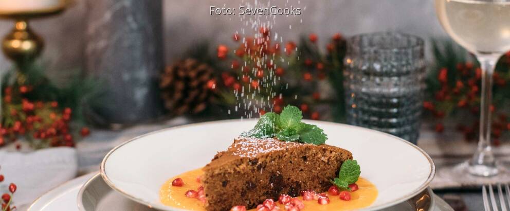 Vegetarisches Rezept: Rotweinkuchen mit Mangofruchtspiegel 1