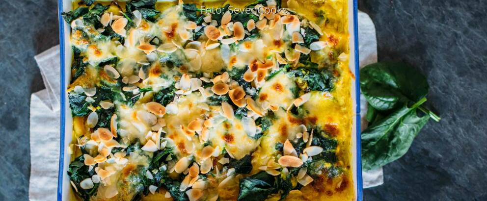 Vegetarisches Rezept: Spinat-Gnocchi-Auflauf mit Curry 1